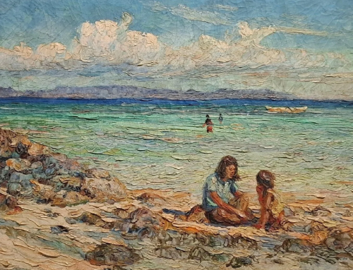 Grace & 1st Grandchild on the Shore